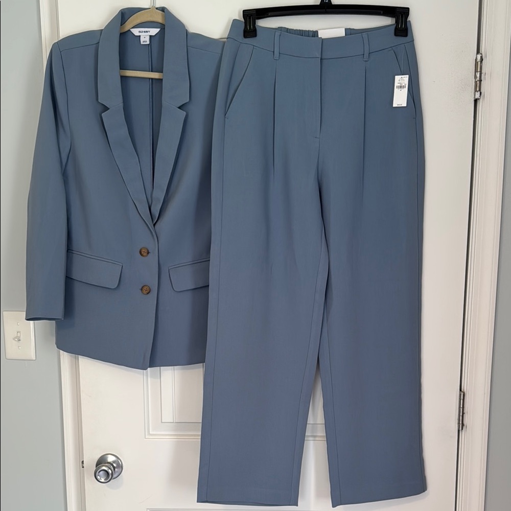 Old Navy Blue Pantsuit Tailored Professional Ensemble